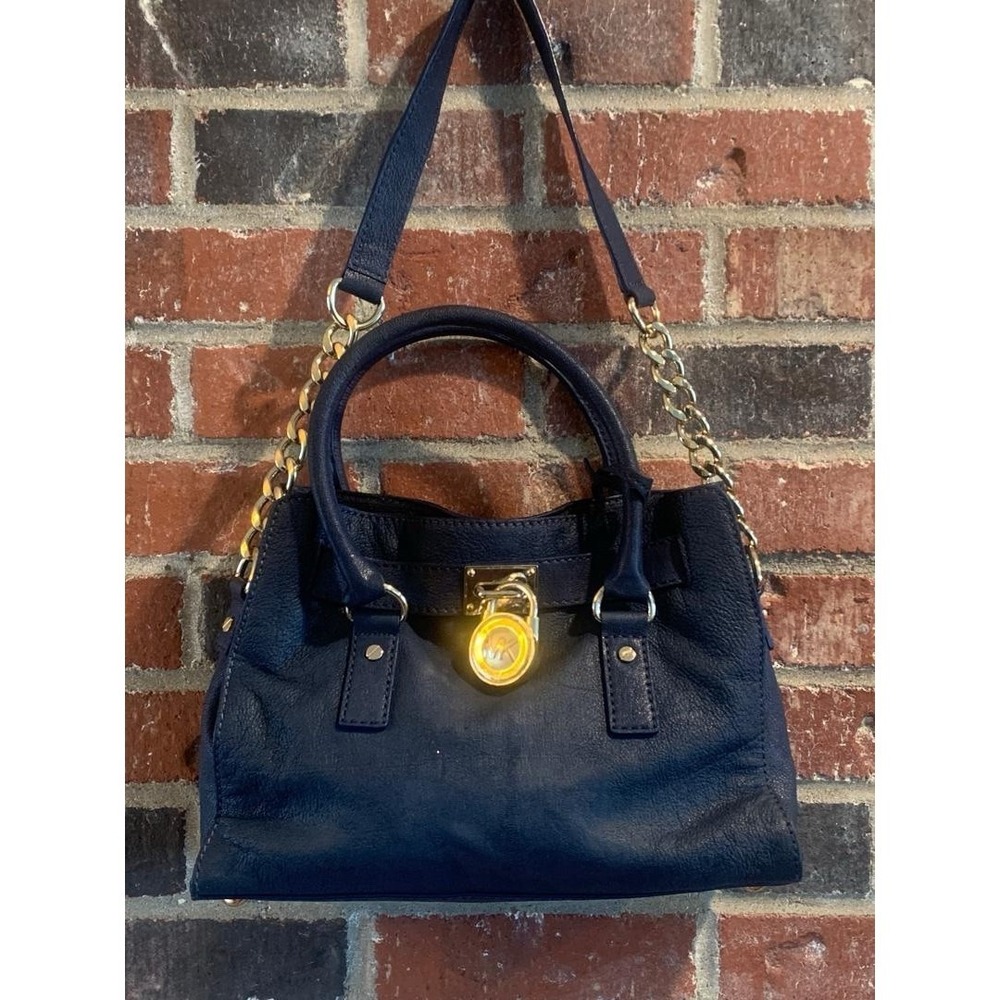 Michael Kors Navy Blue Leather Large Shoulder Bag